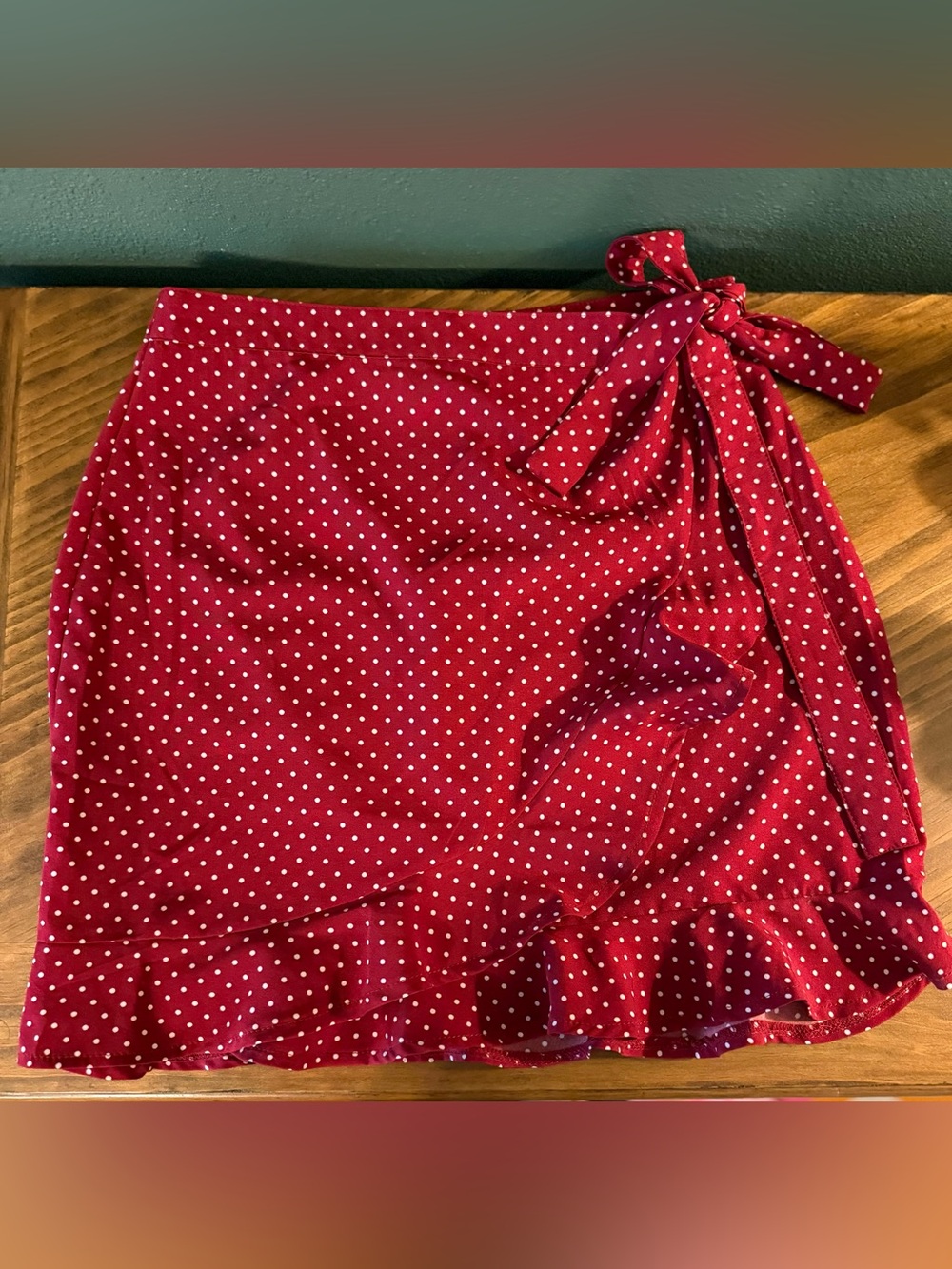 Nasty Gal Red Polka Dot Wrap Skirt